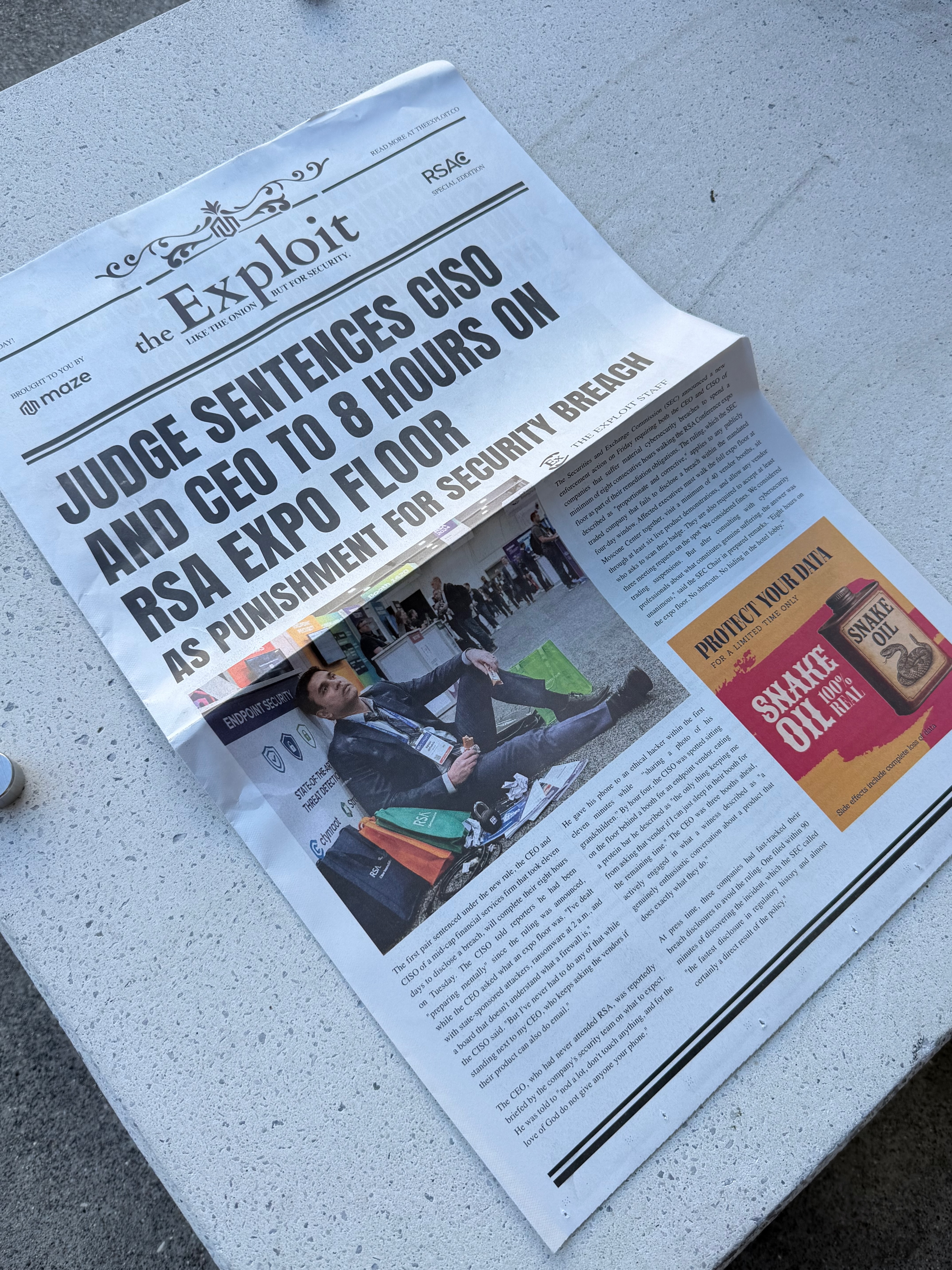 The Exploit — fake newspaper from RSA