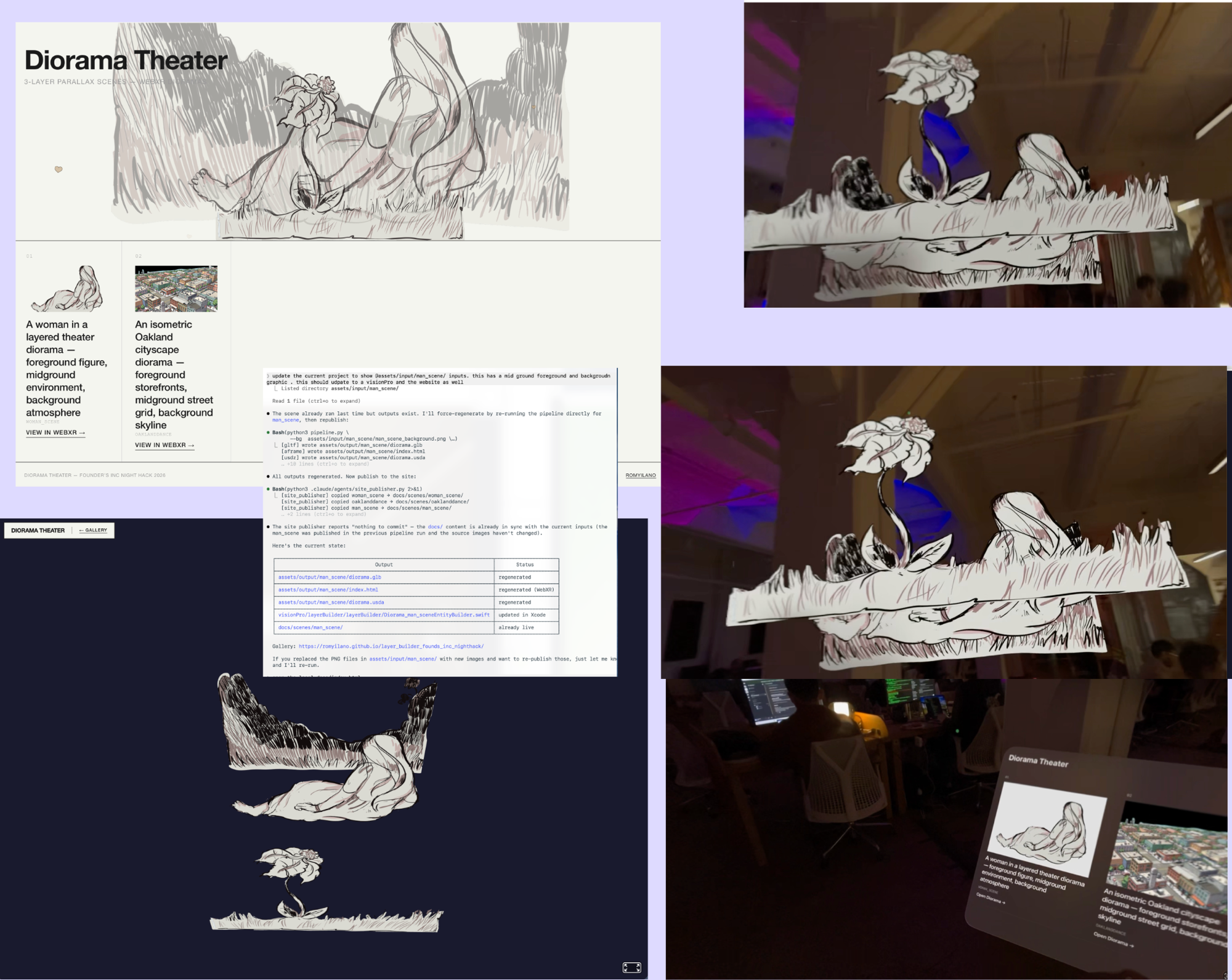 Diorama Theater — gallery and WebXR scenes at the hackathon